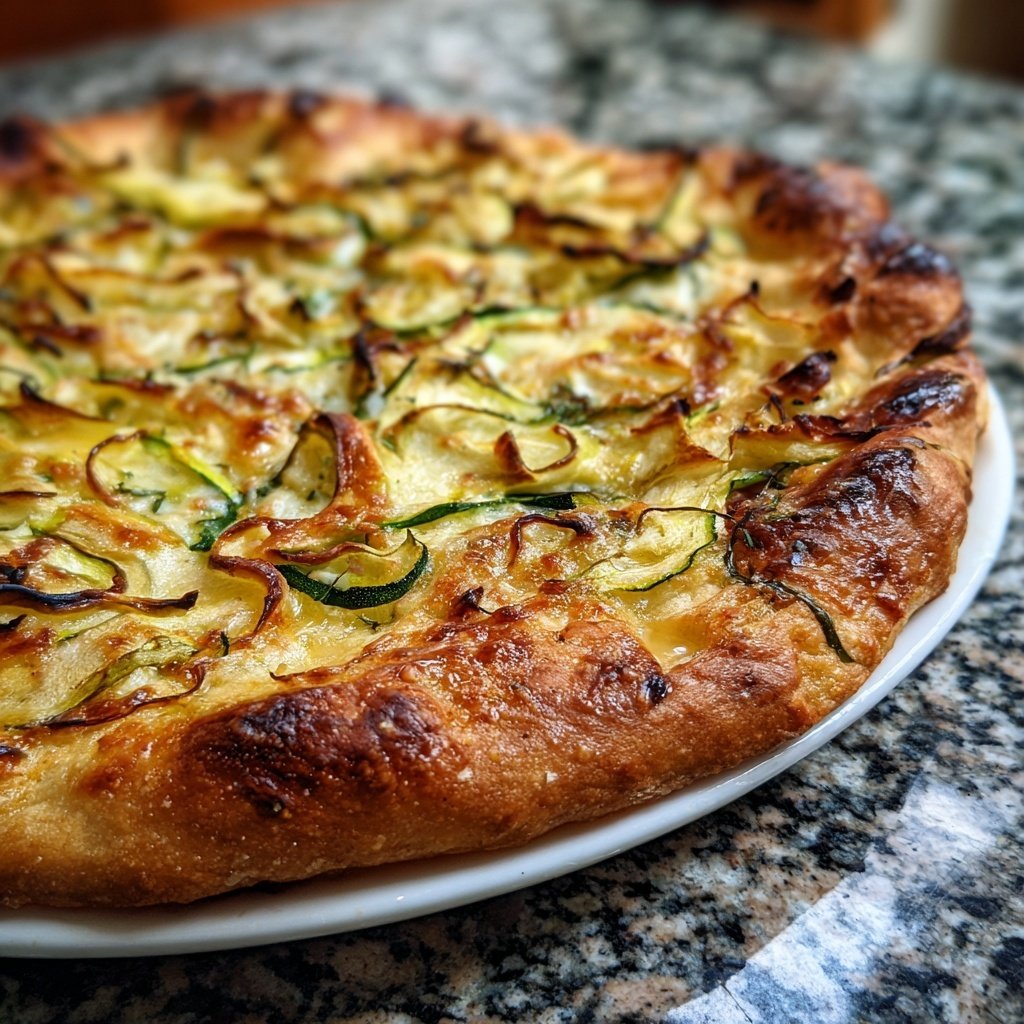 Pizza mit Zucchini und Zitronenöl
