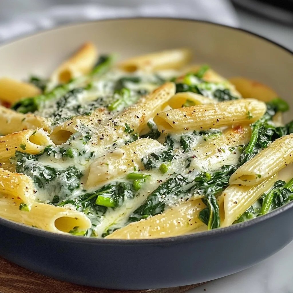 Cremige Nudel Spinat Pfanne