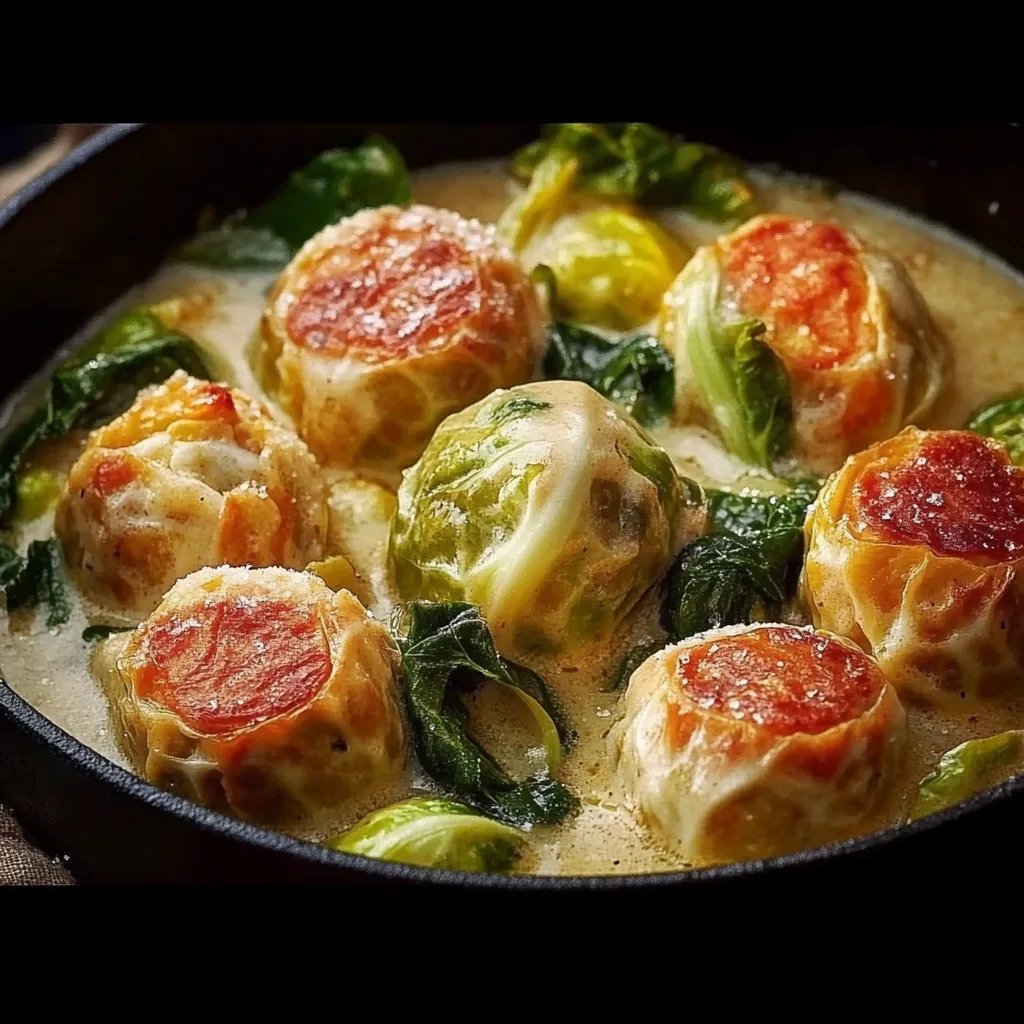 Herzhafter Rosenkohleintopf mit Hackbällchen