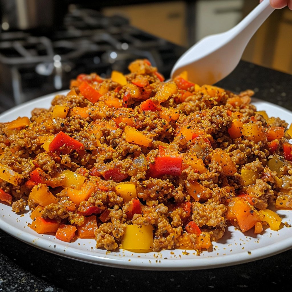 Hackfleisch Pfanne mit Paprika