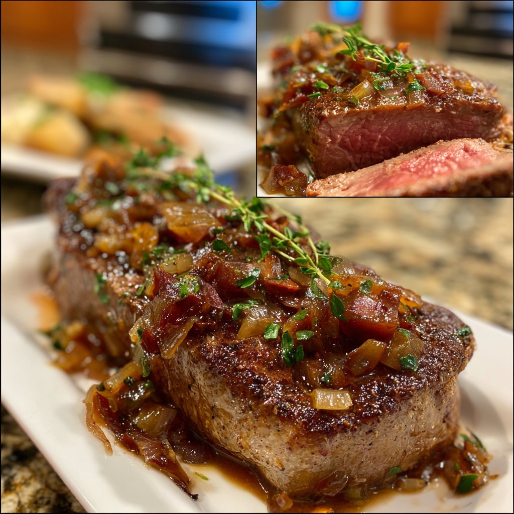 Steak mit Rotwein-Schalotten