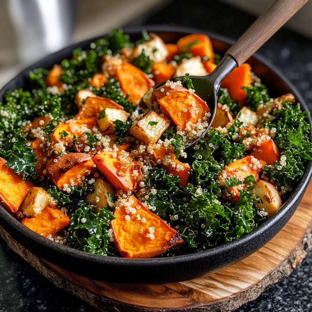 Süßkartoffel-Buddha-Bowl mit Grünkohl und Quinoa