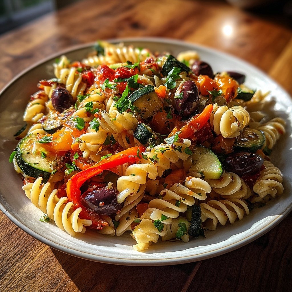 Mediterraner Nudelsalat Mit Oliven