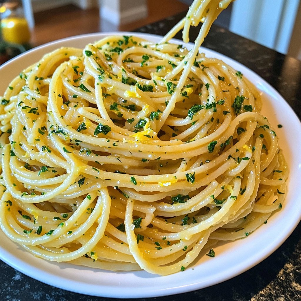 Spaghetti mit Zitronen-Knoblauch-Öl