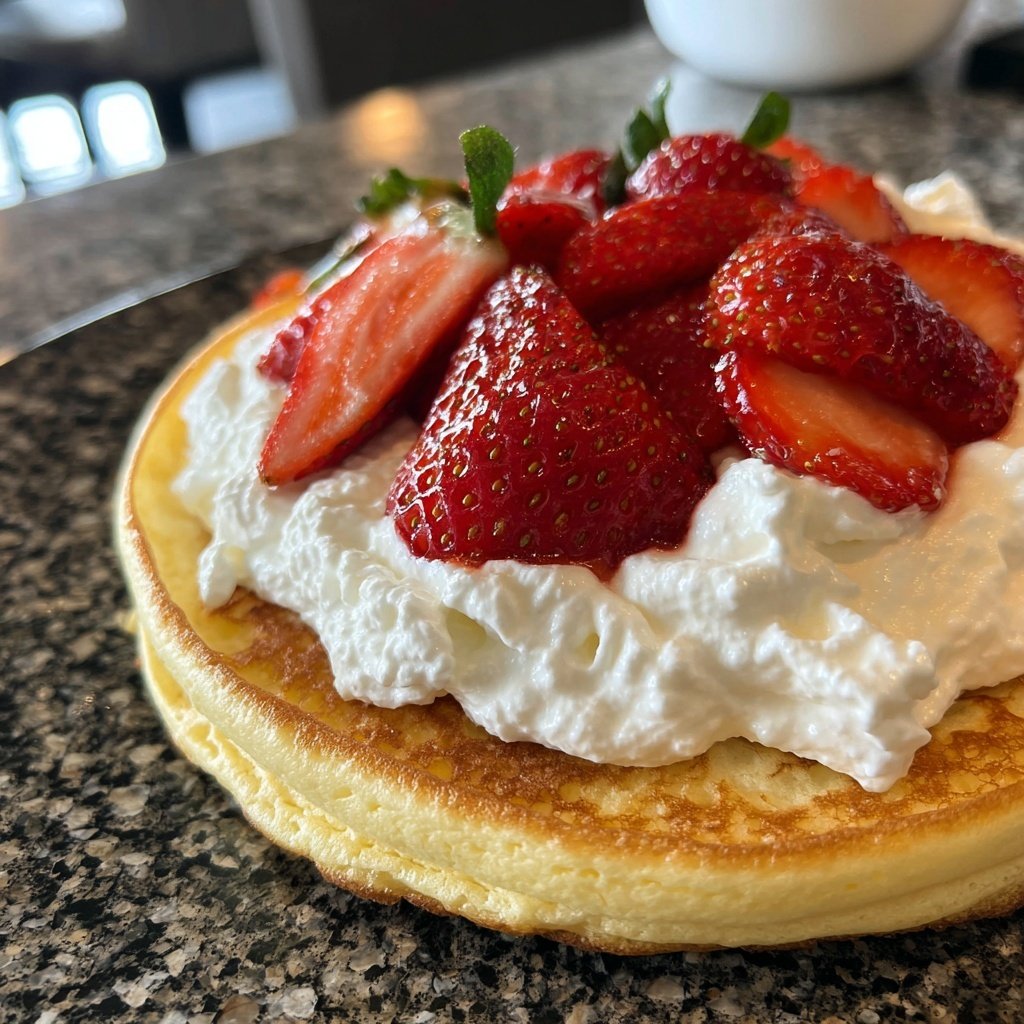 Pfannkuchen mit Quark und Erdbeeren