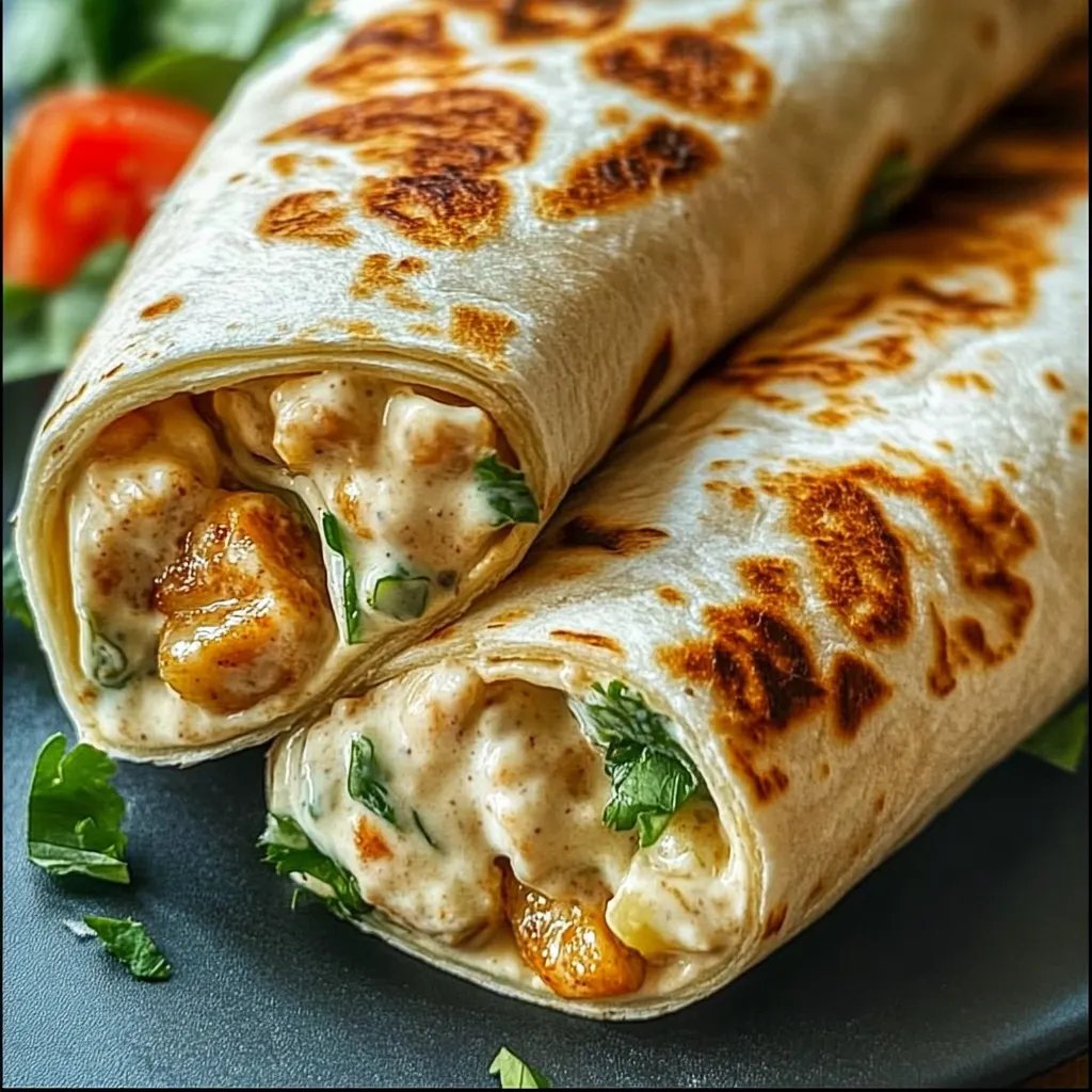 Hähnchen-Wraps mit Käse und Knoblauch