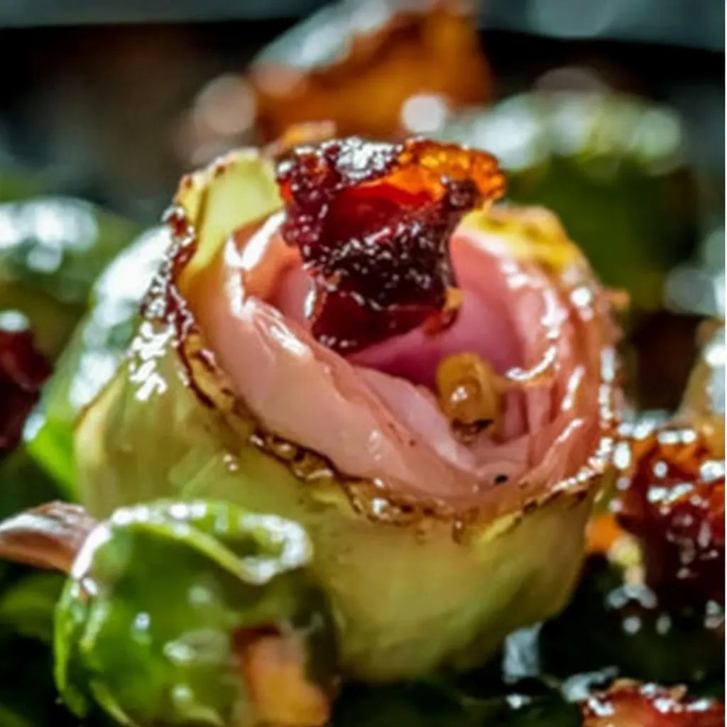 Hausgemachter Rosenkohl mit Ahornsirup und Speck